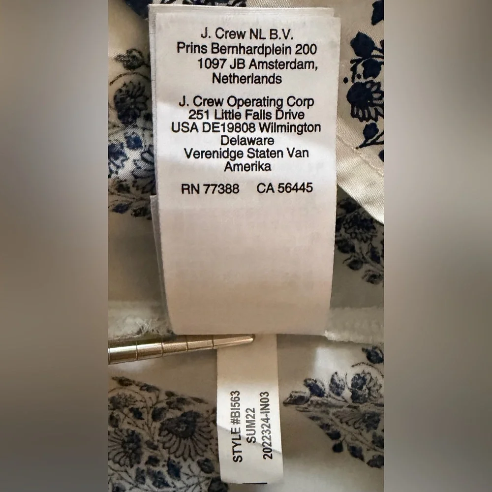 J. Crew Friday Dress in Gathered Floral Block Print  Maxi Dress - Navy Wht  - L